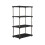 Heavy Duty Plastic Storage Shelves 4-Tier Black 15.7" x 1