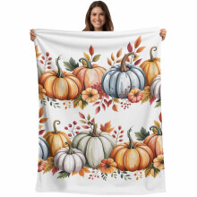 Flannel Fleece Throw Blanket Orange Maple Leaf Design