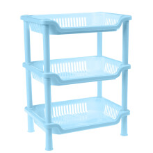 Plastic Storage Rack Blue 3-Tier Rectangular