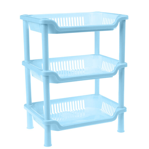 Plastic Storage Rack Blue 3-Tier Rectangular