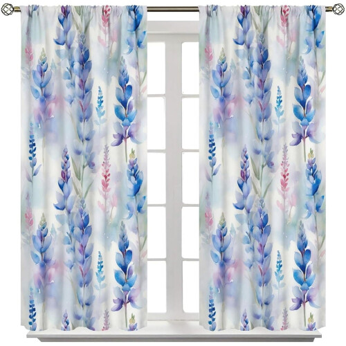 Lavender Floral Curtains Mauve Botanical Pattern 63x63 Inch