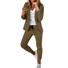 Women's Slim Fit Lapel Jacket and Pant Suit 2-Piece