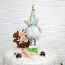 Easter Gnome Bunny Decoration with Light Handmade Plush