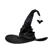 Witch Hat Halloween Decoration Black Pleated Pointed Hat
