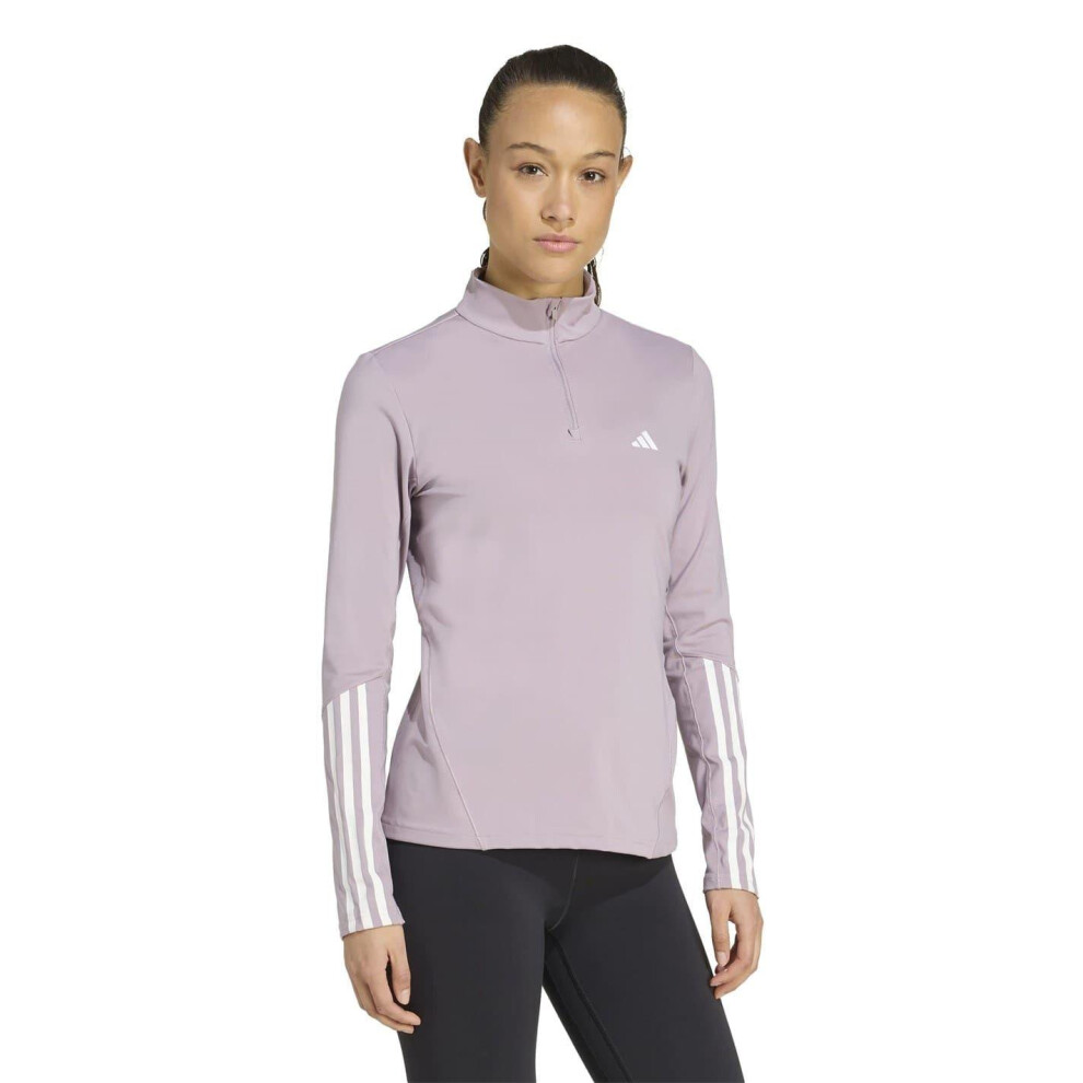 Adidas (12 Uk - 14 Uk, Preloved Fig) Womens/Ladies Hyperglam Zip Neck Gym Top