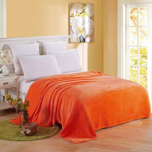 Fleece Blanket Solid Color 70 x 100 cm Orange