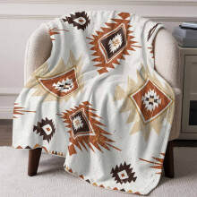 Aztec Flannel Fleece Throw Blanket Brown 50x60in