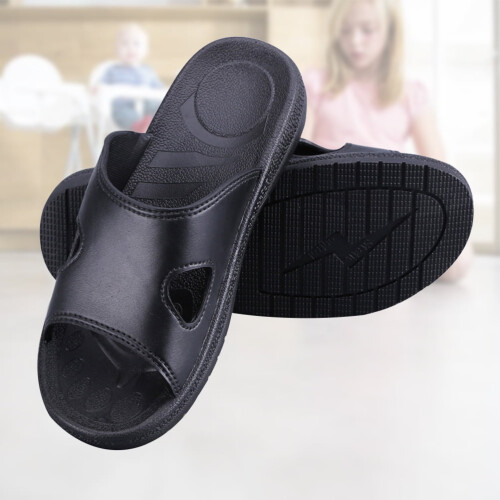 Hemoton anti-static slippers black indoor 1 pair