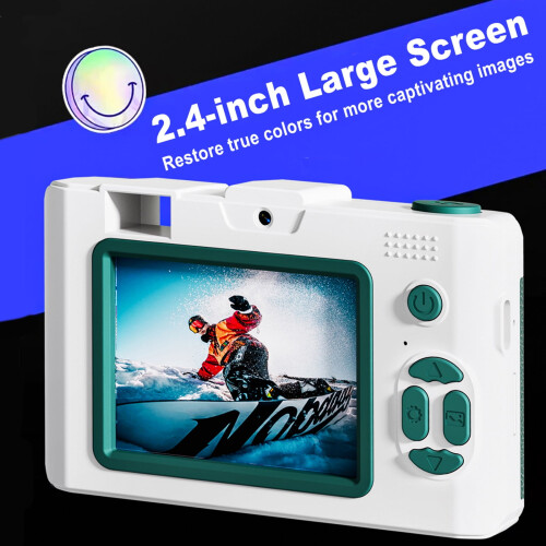 Câmera digital infantil com lente HD, 32 GB de armazenamento, zoom de 16x e tela de 2,4 polegadas. 1