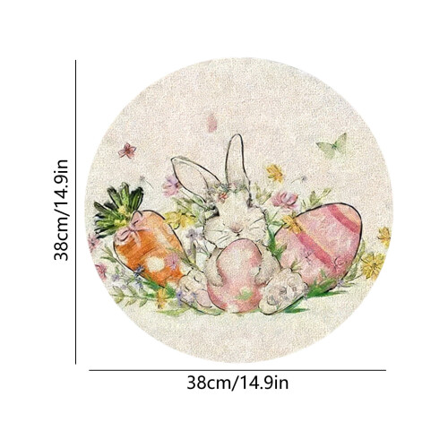 Sets de table ronds Lapin de Pâques, style champêtre, 38 cm 1