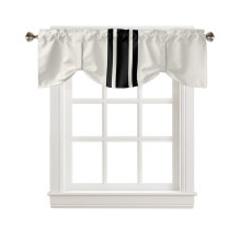 Farmhouse Black Stripe Tie-Up Valance Curtains Rod Pocket