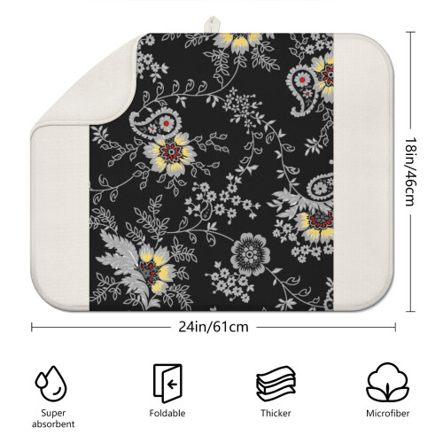 Μποέμ μαλακό, ανθεκτικό, floral στρώμα στεγνωτηρίου πιάτων 18x24 ιντσών 1