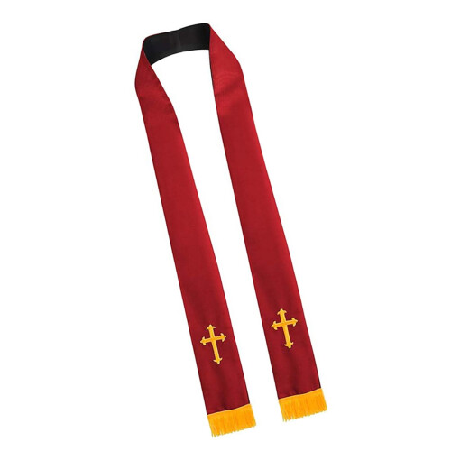 Religious Stole Embroidered Cross Pattern Adult Double Size