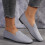 Γυναικεία Πλεκτά Παπούτσια Slip-On με Στρογγυλή Μύτη, Επίπεδη Σόλα, Μέγεθος 7US 5