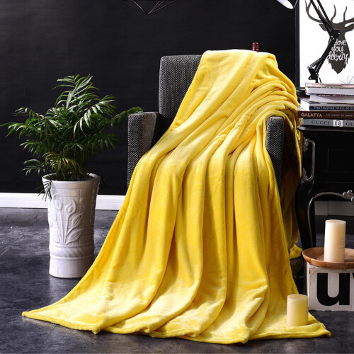 Fleece Blanket Solid Color 70 x 100 cm Yellow