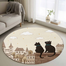 Rectangle Rug Farm Black Cats Buildings Design Japanese