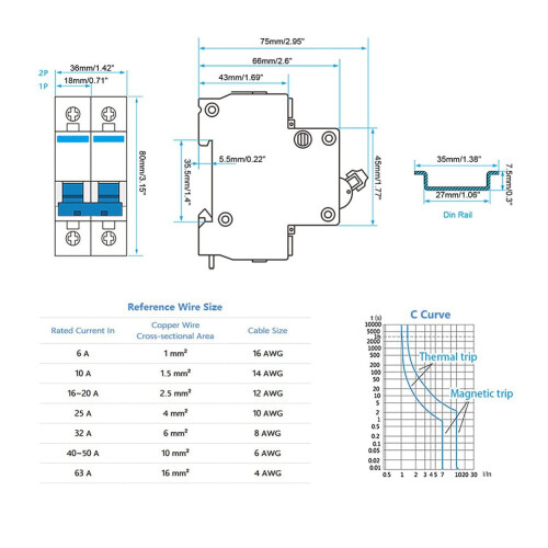 DC Miniature Isolator Circuit Breaker with DIN Rail Mount 2