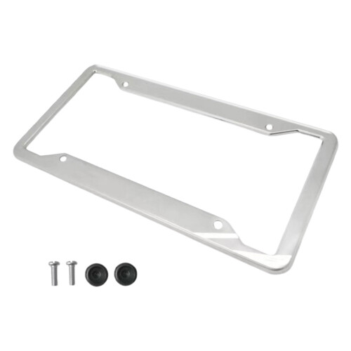 Silver Stainless Steel License Frame 12.2x6.3x0.4 in