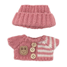 Soft Plush Doll Winter Outfit Set with Knit Hat and Sweater