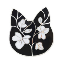 Alloy Cat Brooch Pin Black Finish 1 Piece