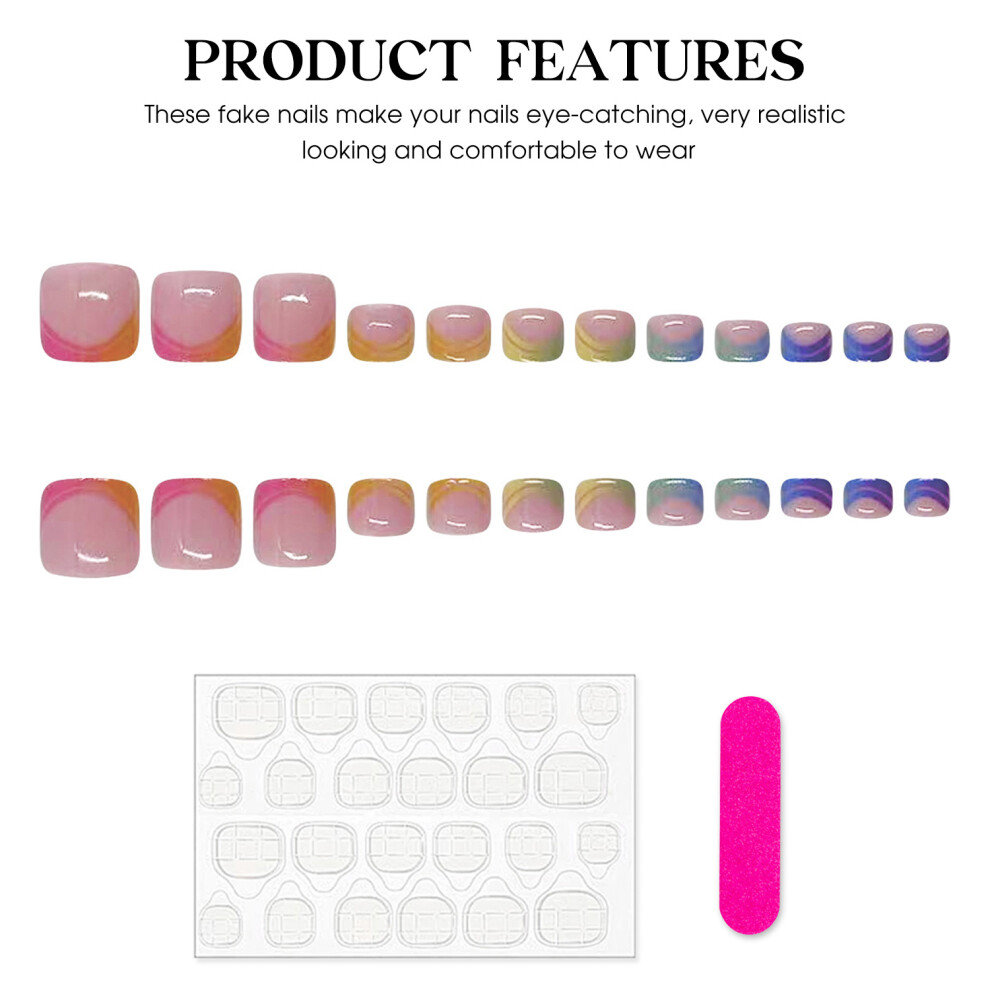 Phui-Pet-Supplies French Pink Fake Nails With Colorful Tip