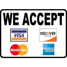 Metal Landscape Sign Accepting Visa Mastercard Amex