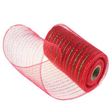 Poly Mesh Ribbon with Metallic Foil for Wreaths and