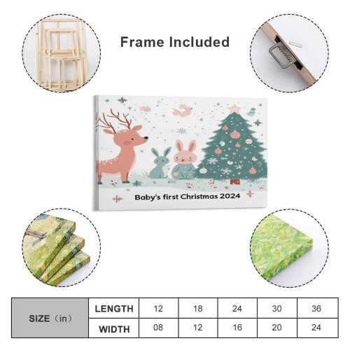 Baby's First Christmas Wall Art Framed Canvas 20x30in 1