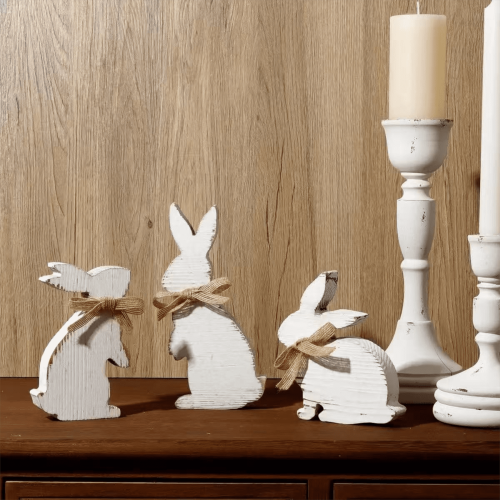 White Wooden Easter Tabletop Decor