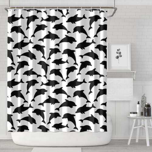 Hai-Duschvorhang aus Polyester, 183 x 213 cm 2