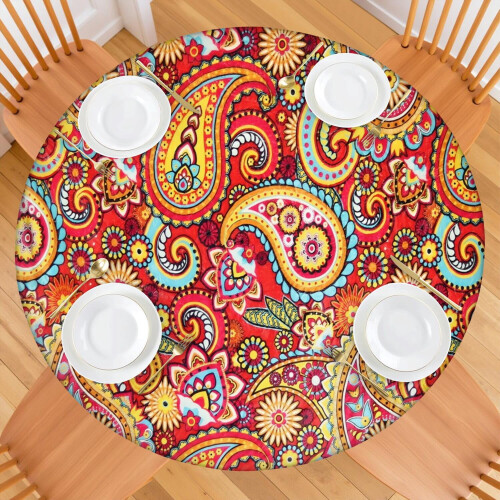 Boho-Tischdecke mit elastischem Saum, wasserdicht, Oxford-Gewebe, 45-52 1