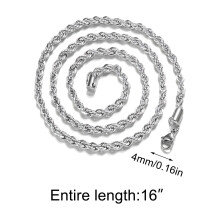 925 Sterling Silver Rope Chain Necklace 16 inch 4mm
