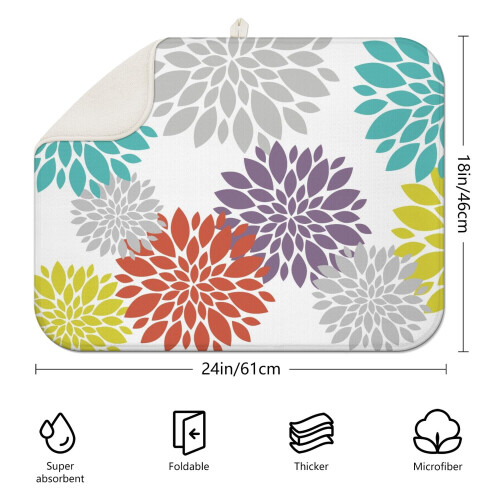 Mikrofiber oppvaskmatte boho blomstermønster 18x24 tommer 1