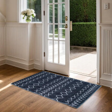 Non-Slip Washable Indoor Door Mat Rug Dark Blue Black