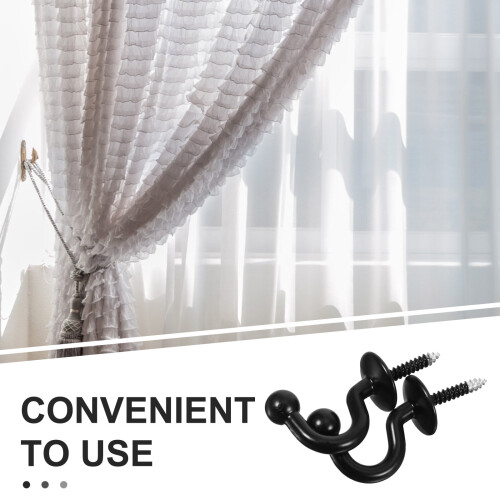 Γάντζοι για δέσιμο κουρτινών, επιτοίχιοι από μαύρο κράμα ψευδαργύρου, σετ 2 2