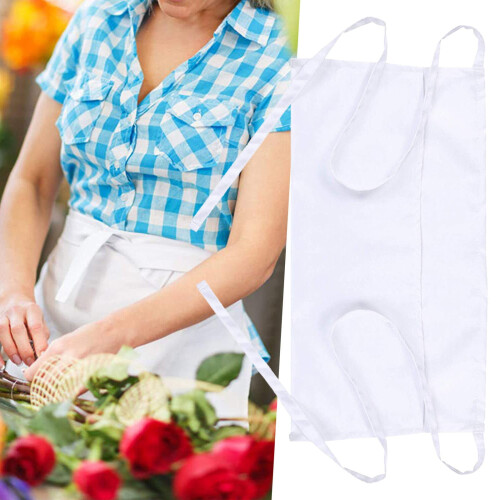 White Half-Length Apron Polyester-Cotton Unisex 1pc 1