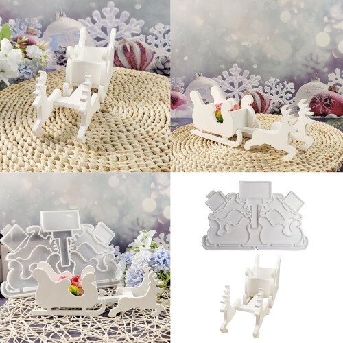 Christmas Sleigh Deer Resin Silicone Mold 1 Piece 1