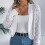 Heklet cardigan til dame, hvit L 5