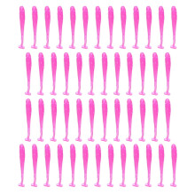 Soft Plastic Fishing Lures T-Tail Worms 50Pcs Pink