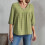 Women's V-Neck Flowy Blouse Three-Quarter Sleeves 4