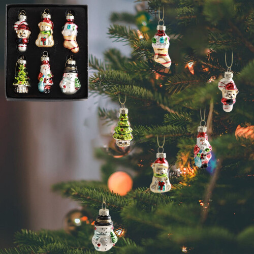 Ensemble de 6 décorations de Noël en verre style vintage 1