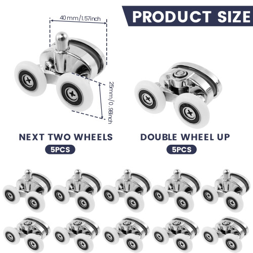 Quiet Shower Door Rollers Top and Bottom 10PCS 2