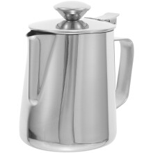 Metal Coffee Frothing Pitcher with Lid 12 oz