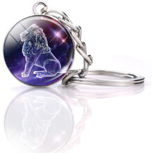 Zodiac Charm Luminous Crystal Ball Pendant Keychain