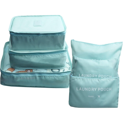 XiHAMA Packing Cubes Set Blue Polyester 6-Piece