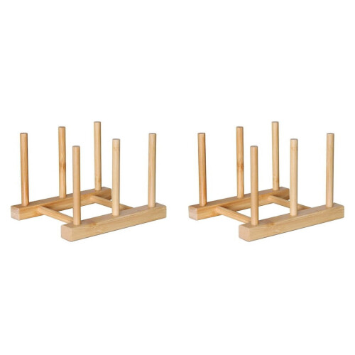 Bamboo Kitchen Organizer Pot Lid Holder 2 Pack