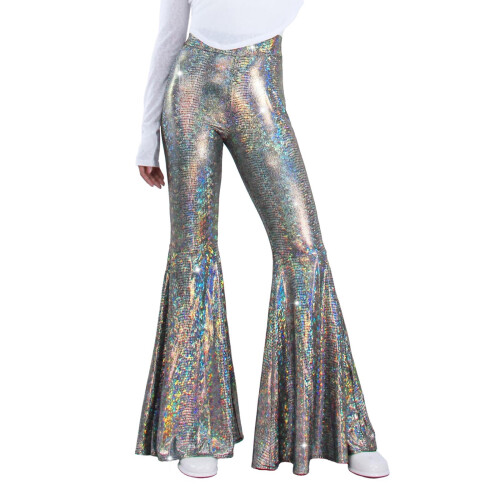 Women's sequined flared pants high waist wide leg 1
