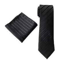 Men's Classic Striped Necktie and Pocket Square Set 8CM Wide