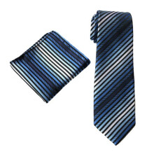 Men's Classic Striped Necktie and Pocket Square Set 8 cm