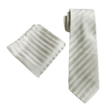 Men's Classic Striped Necktie and Pocket Square Set 8 cm